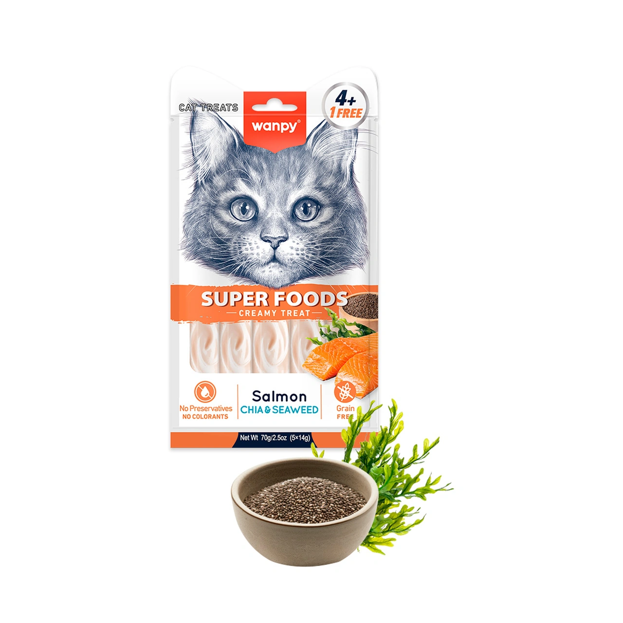 Wanpy Superfoods Creamy Lickable laks, chia og tang 70 g